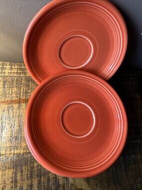 Fiestaware Homer Laughlin 6”cup Saucers Tangerine Orange Set of 4 Lead Free